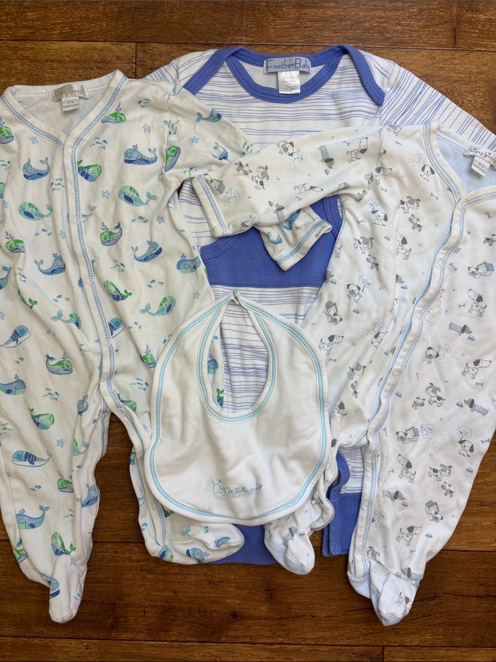 Pima Cotton Baby Boys Footie Bundle 0-3 and 3-6mo Kissy Kissy Feather Baby Play